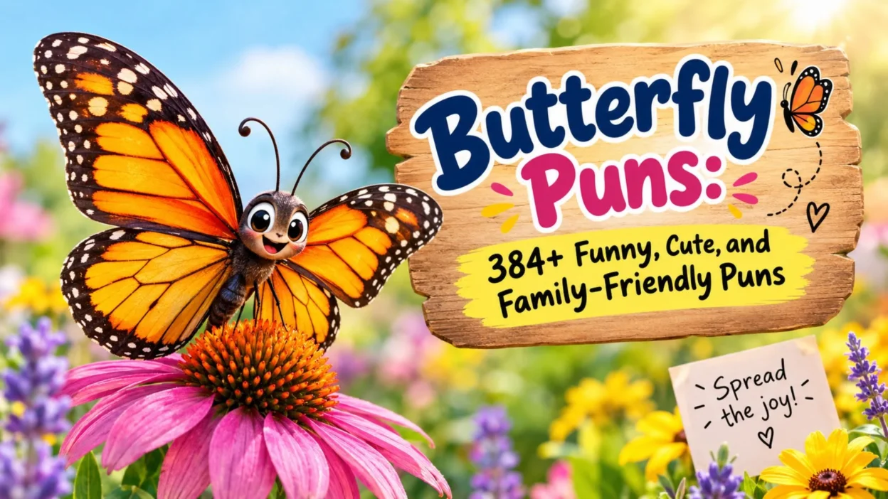 Butterfly Puns 384+ funny, cute, and family-friendly butterfly jokes in a colorful garden